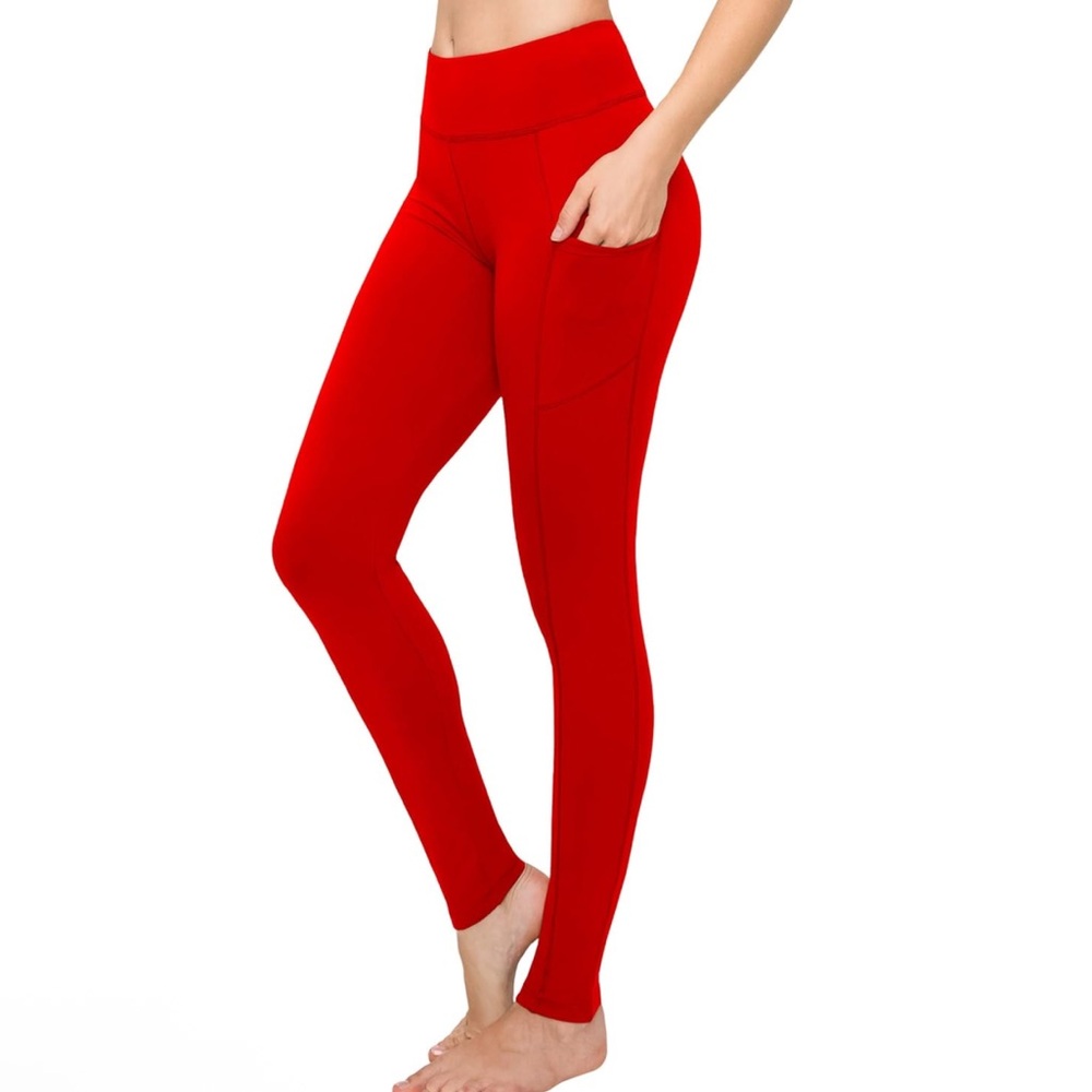 NWT SATINA Res High Waisted Leggings with Pockets - 3 Inch Waistband One Size